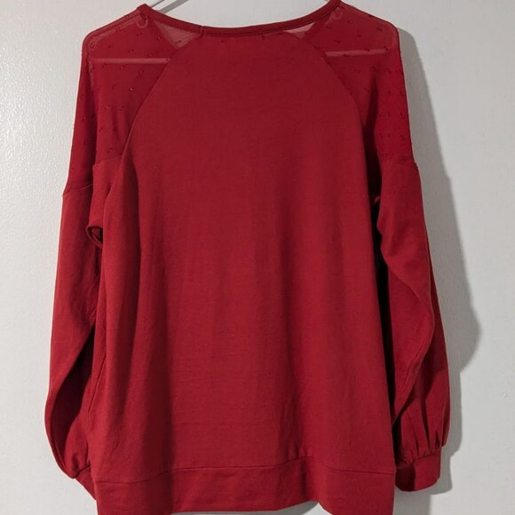 Retrology Sweater Womens Large Red Cable Knit Long Sleeve Round Neck Pullover - Picture 9 of 11
